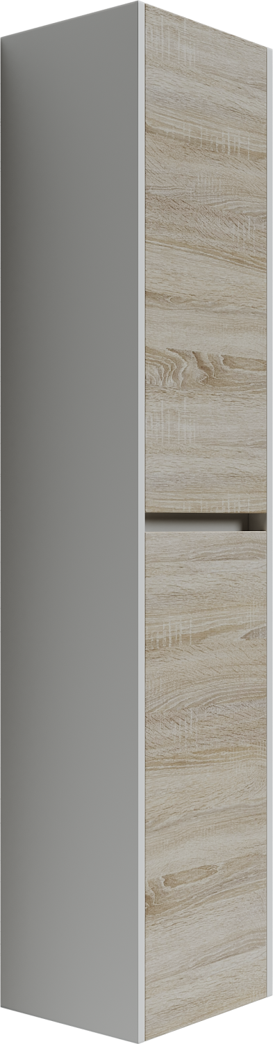 Sancos Smart Шкаф-пенал подвесной 35x30x160h см, цвет: дуб бардолино/белый PSM35E