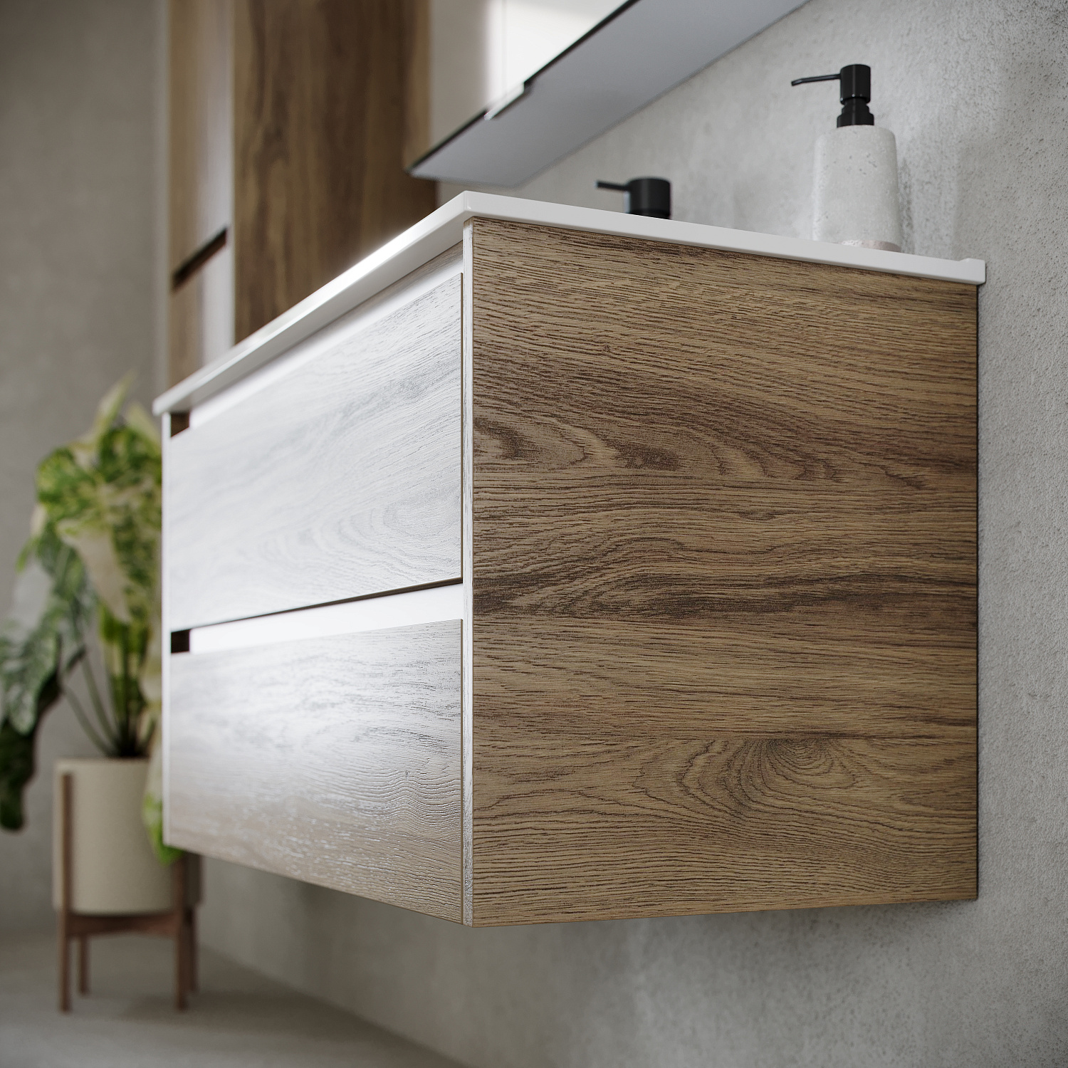 Sancos Libra Тумба для раковины подвесная 99x45x50h см, цвет: дуб чарльстон LB100ECH