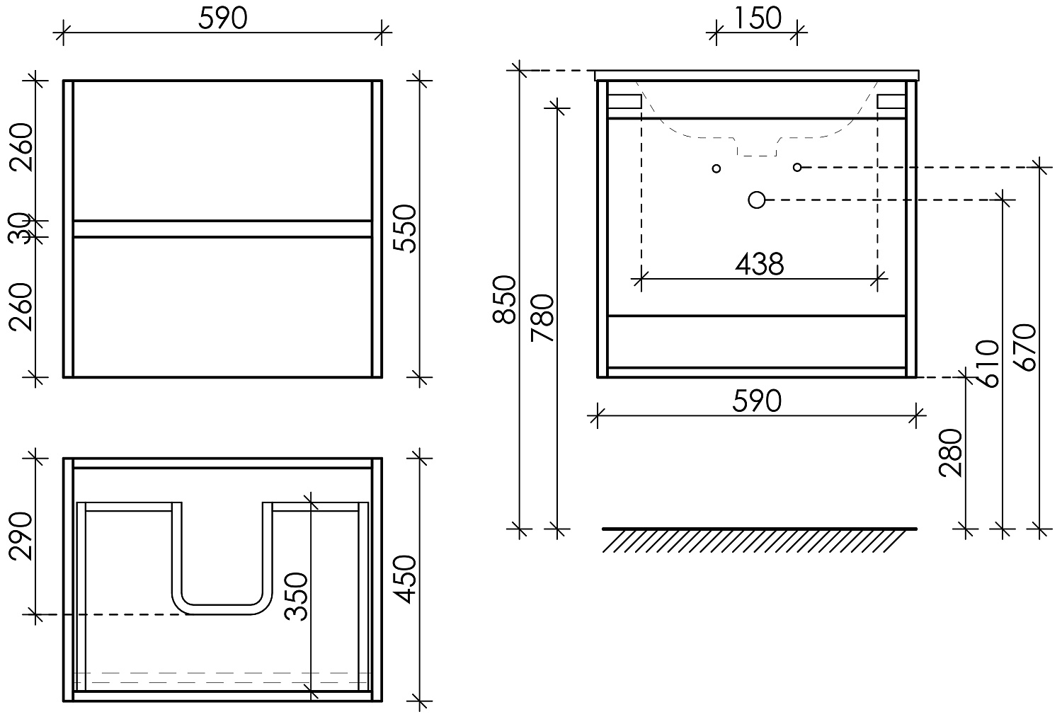 Sancos Urban Тумба для раковины подвесная 59x45x55h см, цвет: белый UR60W