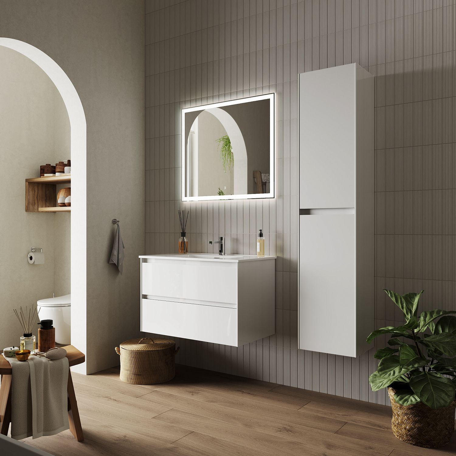 Sancos Cento Тумба для раковины подвесная 79x45x50h см, цвет: белый глянец CN80W