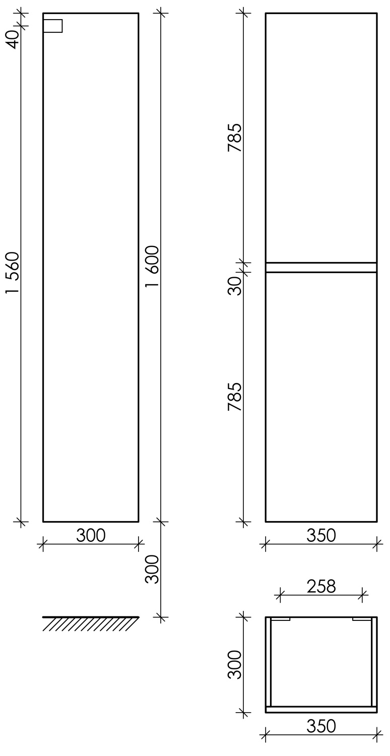 Sancos Urban Шкаф-пенал подвесной 35x30x160h см, цвет: дуб галифакс натуральный PUR35EG
