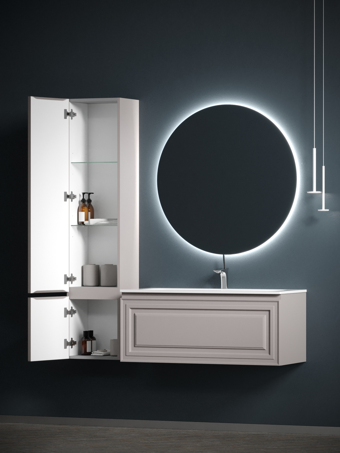 Sancos Very Шкаф-пенал подвесной 35x30x160h см, цвет: doha soft PVR35LSM