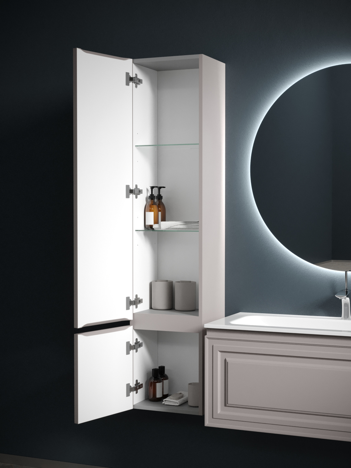 Sancos Very Шкаф-пенал подвесной 35x30x160h см, цвет: doha soft PVR35LSM