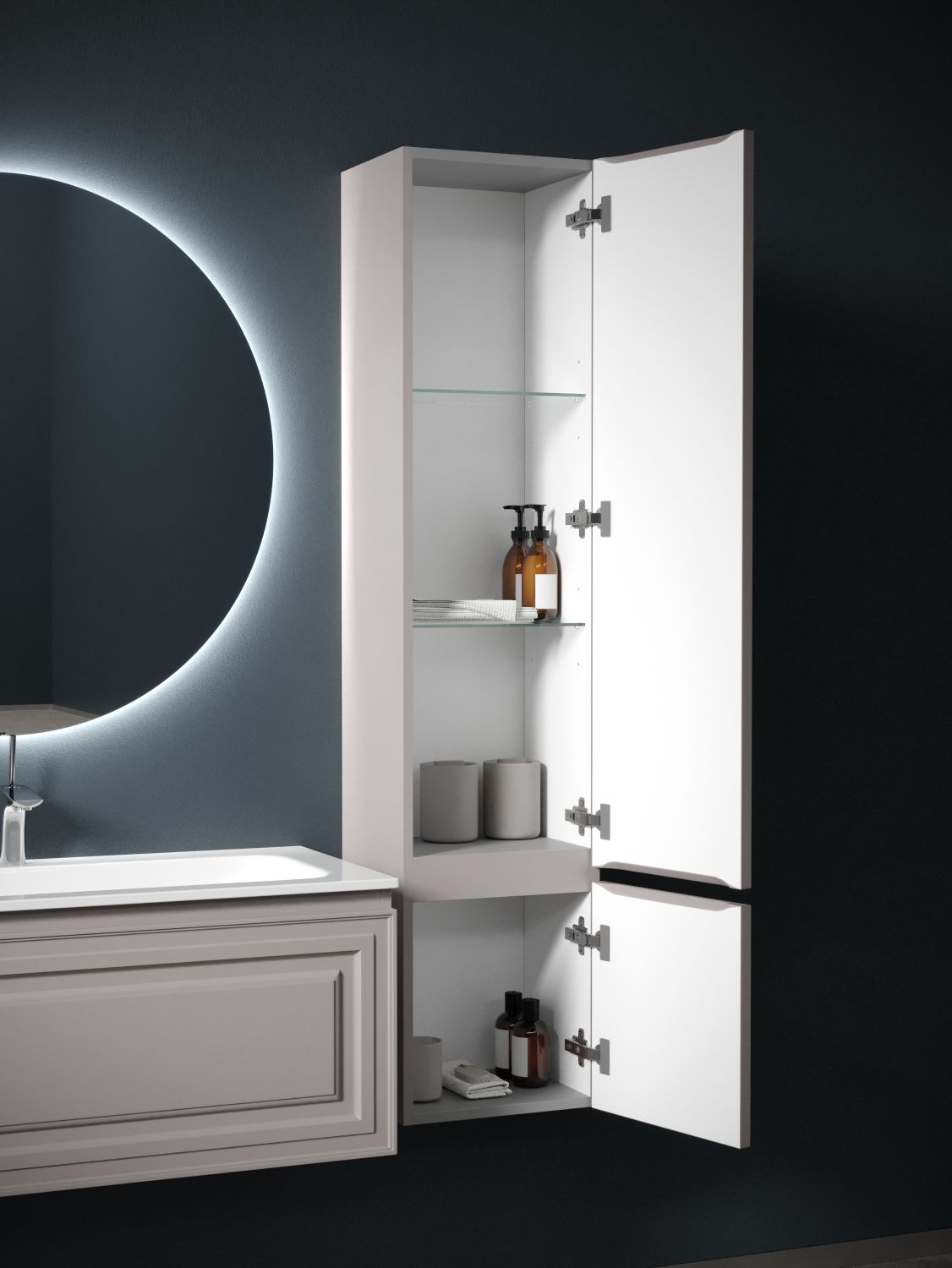 Sancos Very Шкаф-пенал подвесной 35x30x160h см, цвет: doha soft PVR35RSM