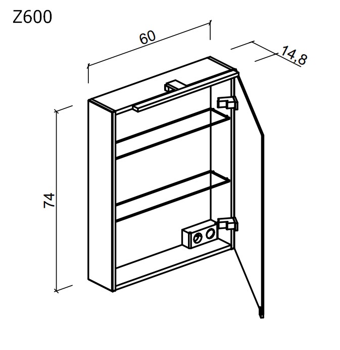 Sancos Hilton Зеркальный шкаф с подсветкой 60x14,8x74h см, цвет: белый Z600