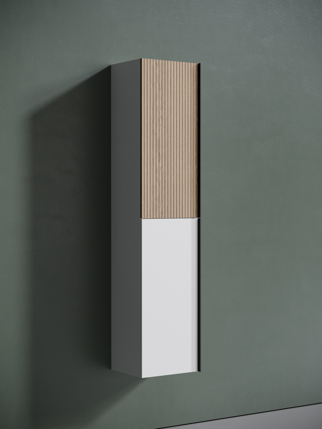 Sancos Delta Шкаф-пенал подвесной 35x30x160h см, цвет: дуб светлый/белый PDL35W