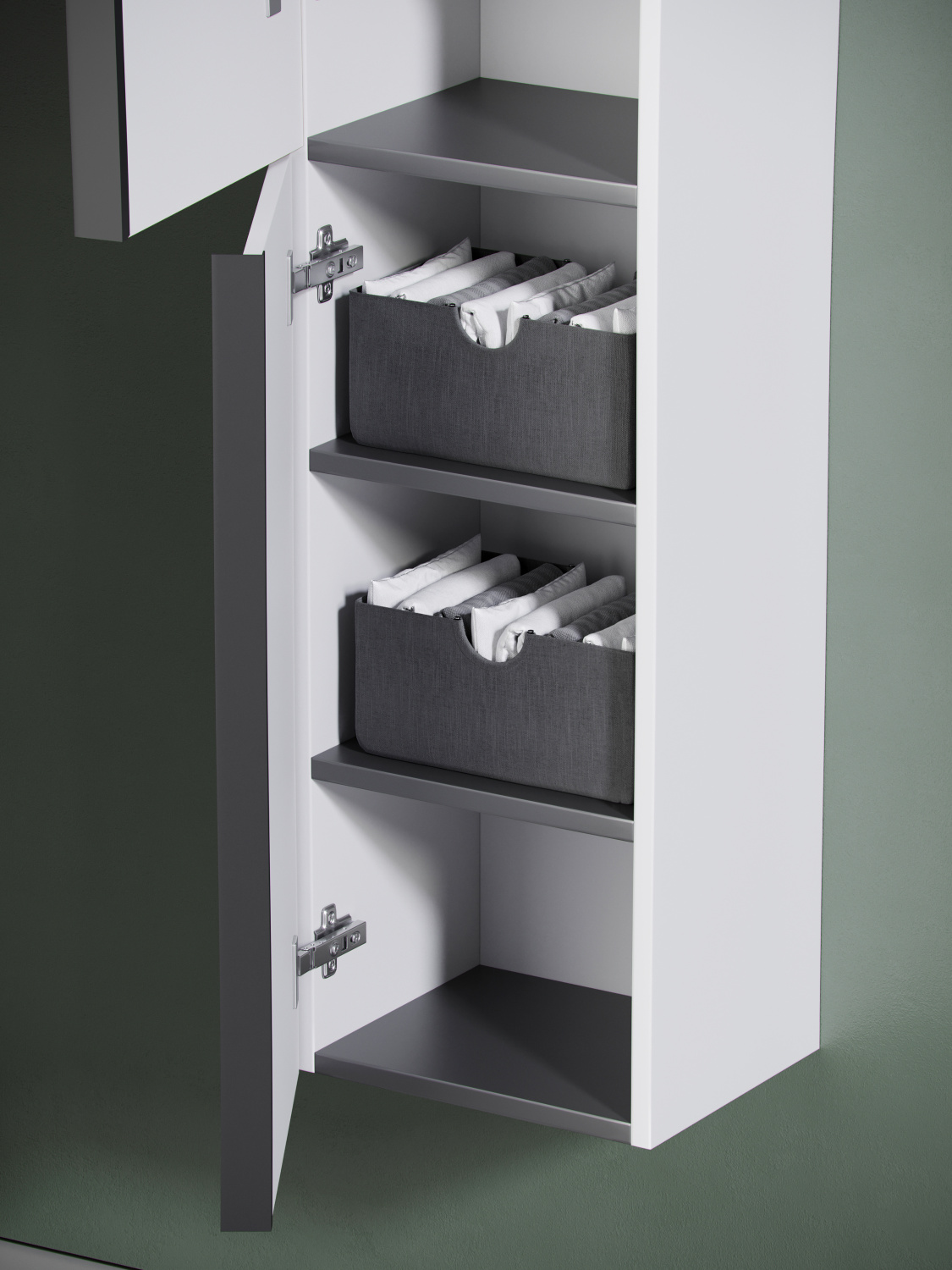 Sancos Delta Шкаф-пенал подвесной 35x30x160h см, цвет: дуб светлый/белый PDL35W