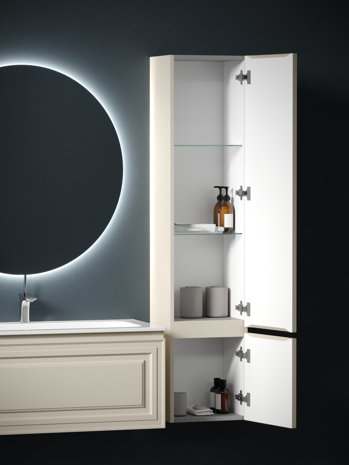 Sancos Very Шкаф-пенал подвесной 35x30x160h см, цвет: beige soft PVR35RCE