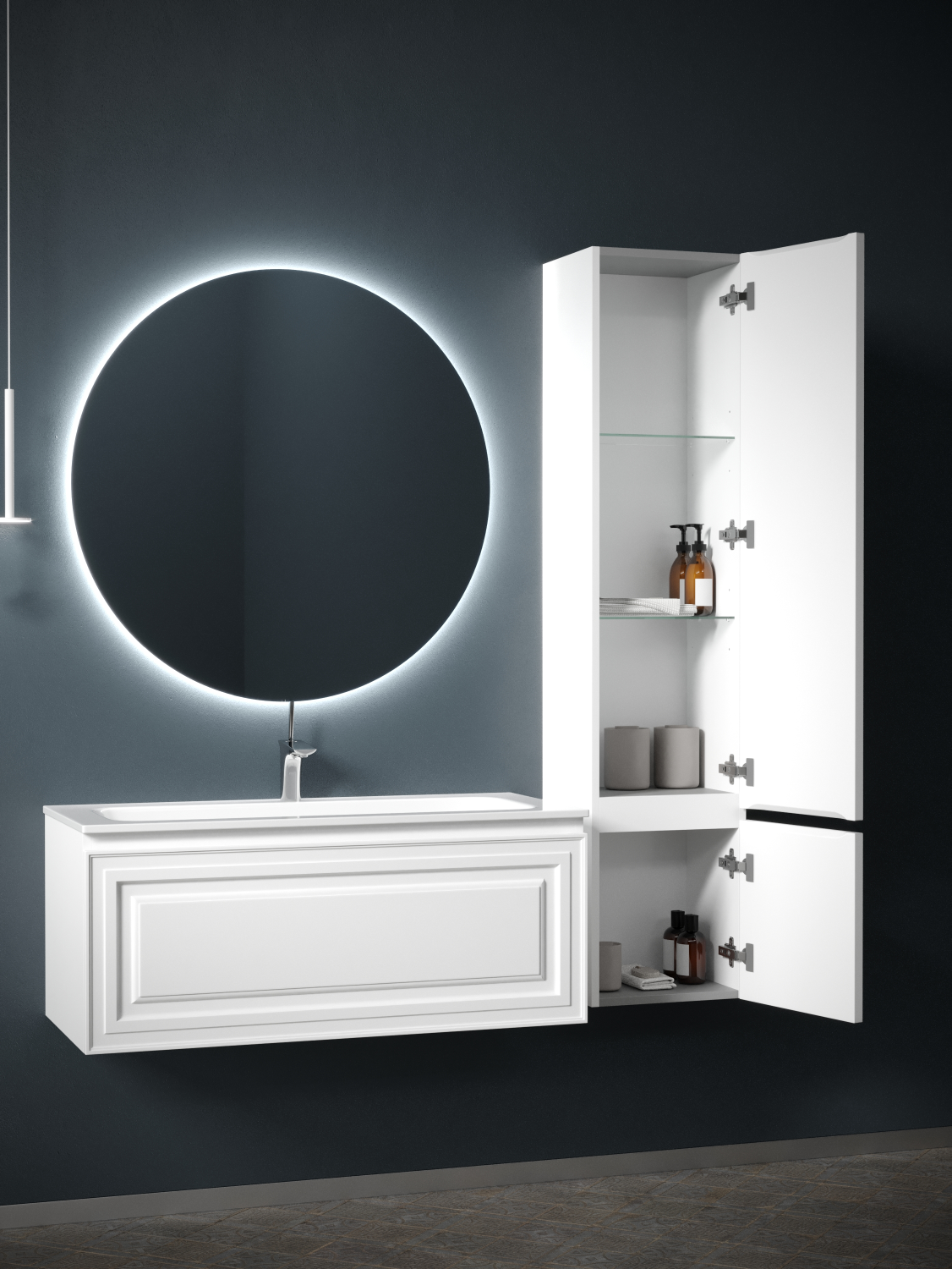 Sancos Very Шкаф-пенал подвесной 35x30x160h см, цвет: bianco PVR35RW