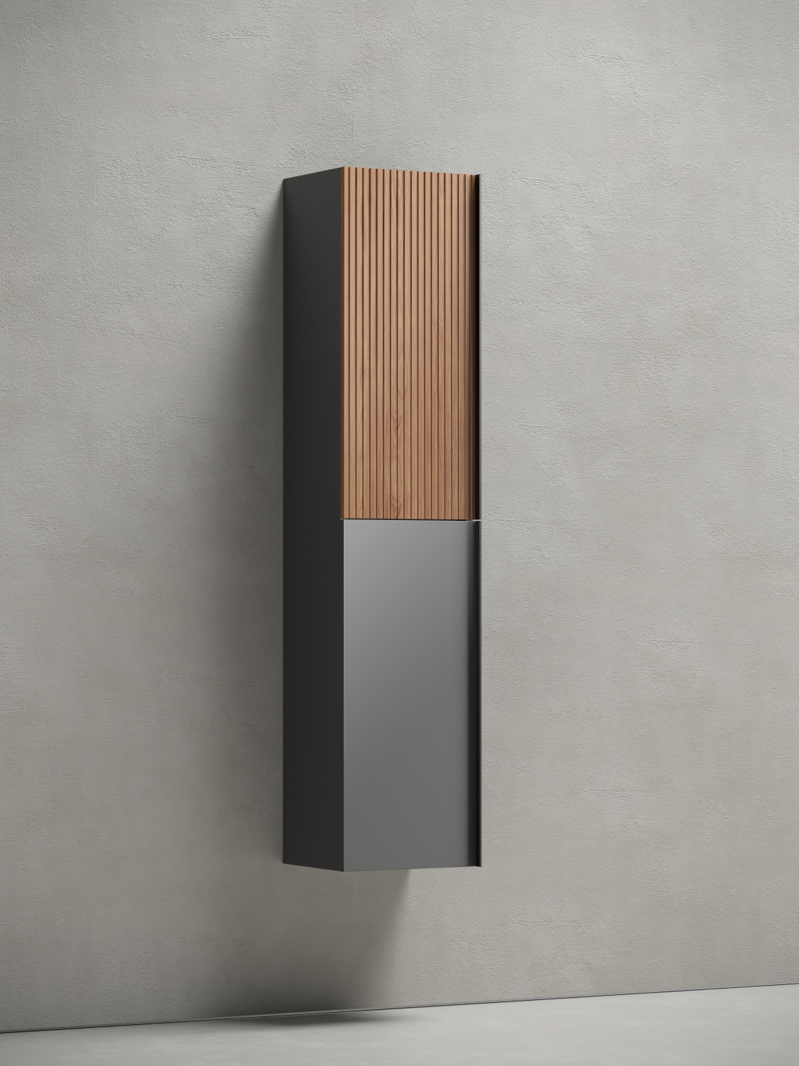 Sancos Delta Шкаф-пенал подвесной 35x30x160h см, цвет: дуб красный/графит PDL35GR