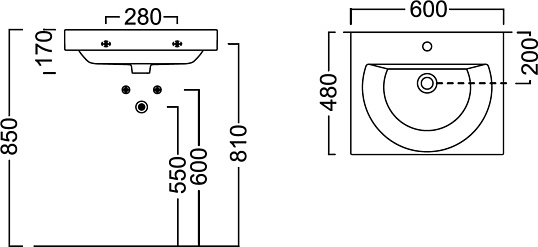 Kerama Marazzi Buongiorno Раковина подвесная 60х48х20h см с 1 отверстием, цвет: белый BG.wb.60