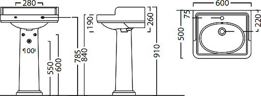 Kerama Marazzi Pompei Раковина подвесная 60х50х22h см с 1 отверстием, цвет: белый PO.wb.60