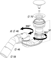 Radaway Сифон для душевого поддона, самоочищающийся, пластиковый, цвет: хром глянцевый 578P