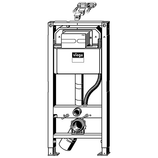 Viega Prevista Dry Инсталляция для подвесного унитаза 50x12x112h см, с панелью смыва, цвет: черный 792862