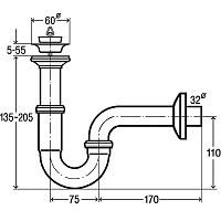 Viega Сифон для раковины трубный, цвет: хром 111298