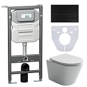 Ceramicanova Baleriaca Комплект: инсталляция, унитаз, клавиша, шумоизоляция, цвет: черный матовый CN6000_1002B_1000