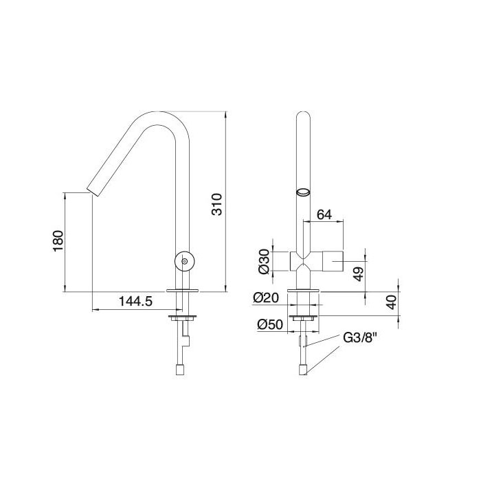 Treemme 22MM Смеситель для раковины, цвет: нержавеющая сталь 1111IS
