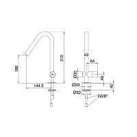 Treemme 22MM Смеситель для раковины, цвет: нержавеющая сталь 1111IS