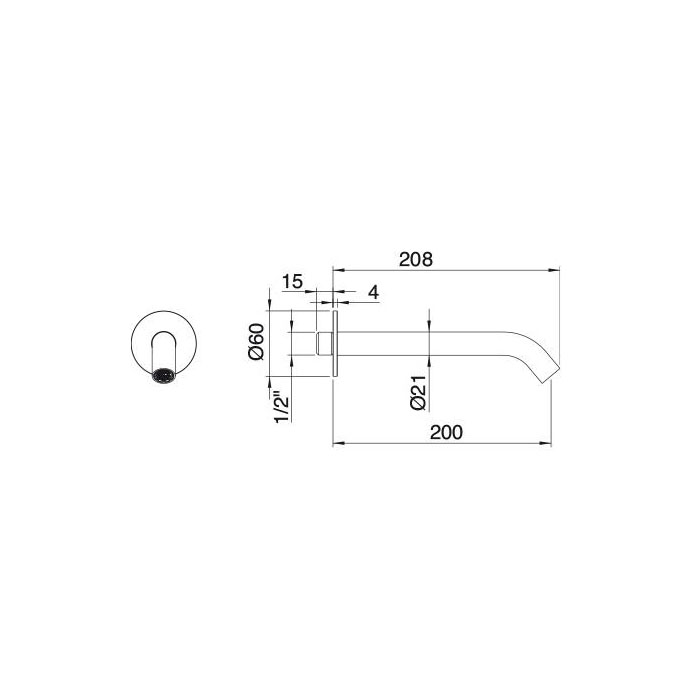 Treemme 40MM Излив настенный для раковины/ванны, цвет: нержавеющая сталь 1361IS