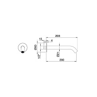Treemme 40MM Излив настенный для раковины/ванны, цвет: нержавеющая сталь 1361IS