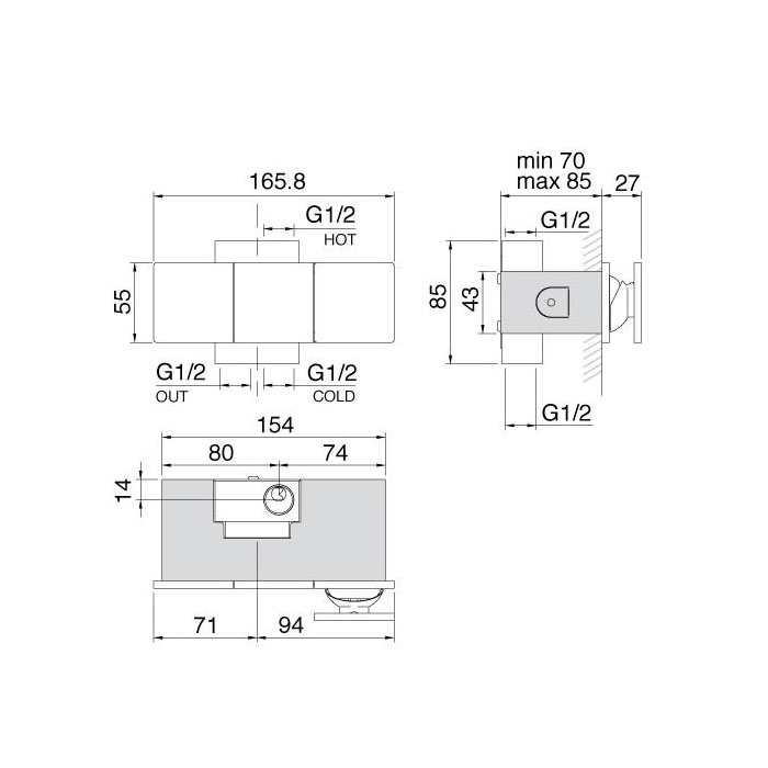 Treemme 5MM Смеситель для душа/ванны настенный встраиваемый, цвет: нержавеющая сталь 28085LIS