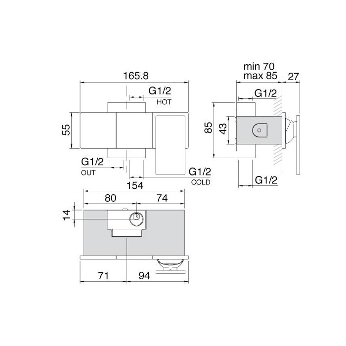 Treemme 5MM Смеситель для душа/ванны настенный встраиваемый, цвет: нержавеющая сталь 28085MIS