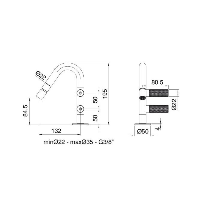 Treemme 22MM Смеситель для биде, цвет: нержавеющая сталь 3024IS