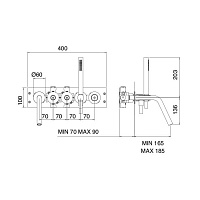 Treemme 22MM Смеситель для ванны настенный встраиваемый, цвет: нержавеющая сталь 6005IS