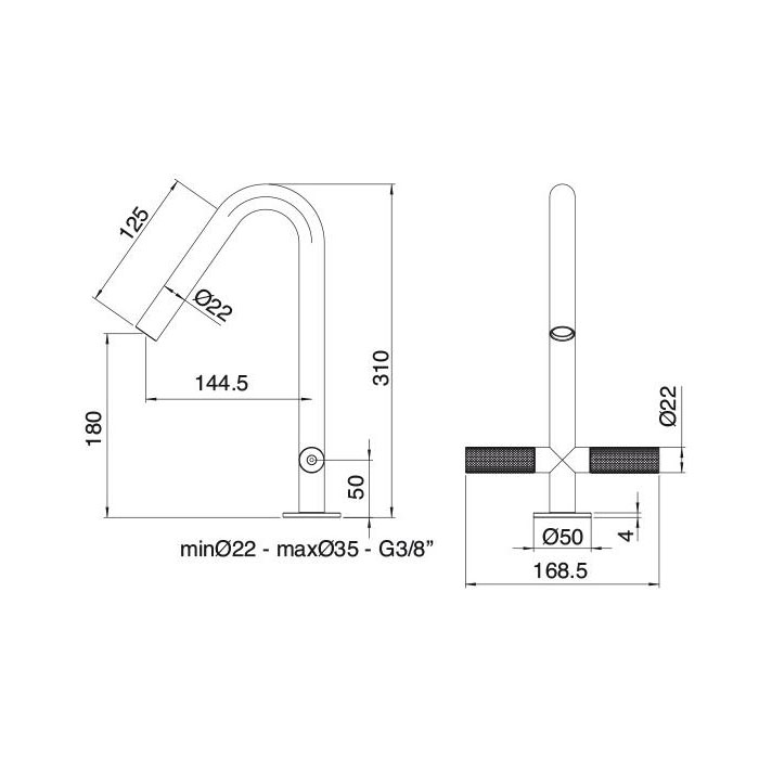 Treemme 22MM Смеситель для раковины, цвет: нержавеющая сталь 6014IS
