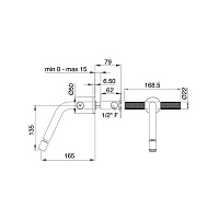Treemme 22MM Смеситель для биде настенный встраиваемый, цвет: нержавеющая сталь 6028IS