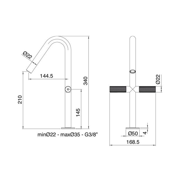 Treemme 22MM Смеситель для раковины, цвет: нержавеющая сталь 6053IS