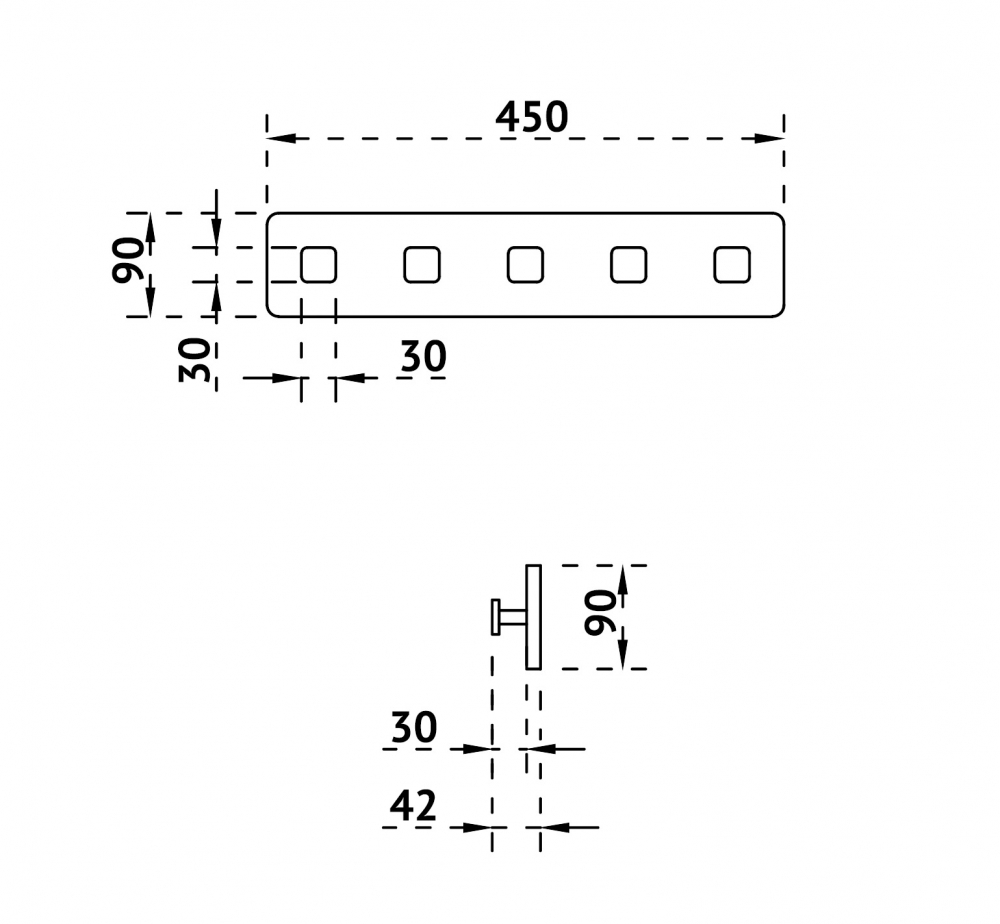 Abber Stein Вешалка на 5 крючков 45 см, цвет: черный матовый AS1650MB