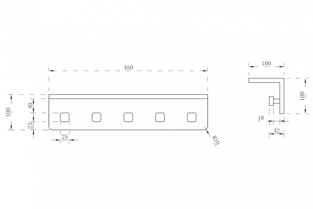 Abber Stein Вешалка с полкой 45x10x10h см, цвет: белый матовый AS1651
