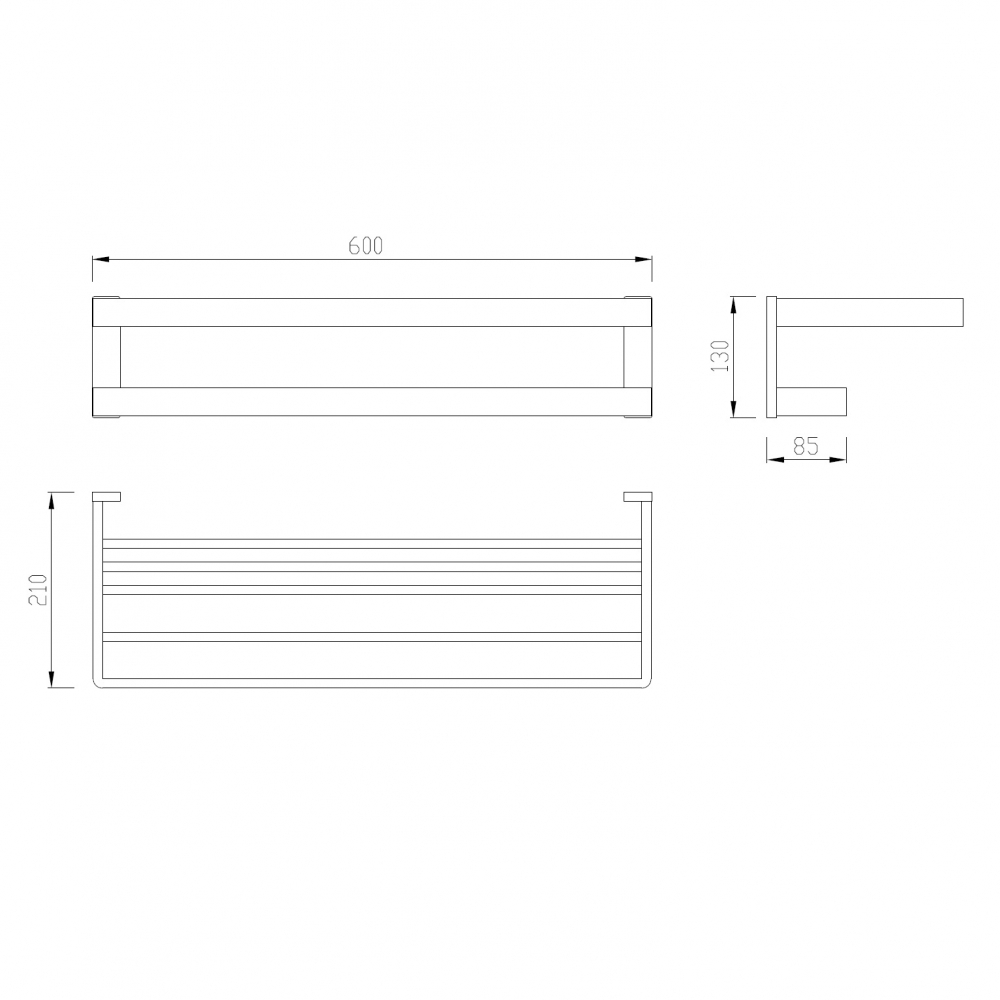 Abber Westen Полка для полотенец 60x21x13h см, цвет: хром AA1758