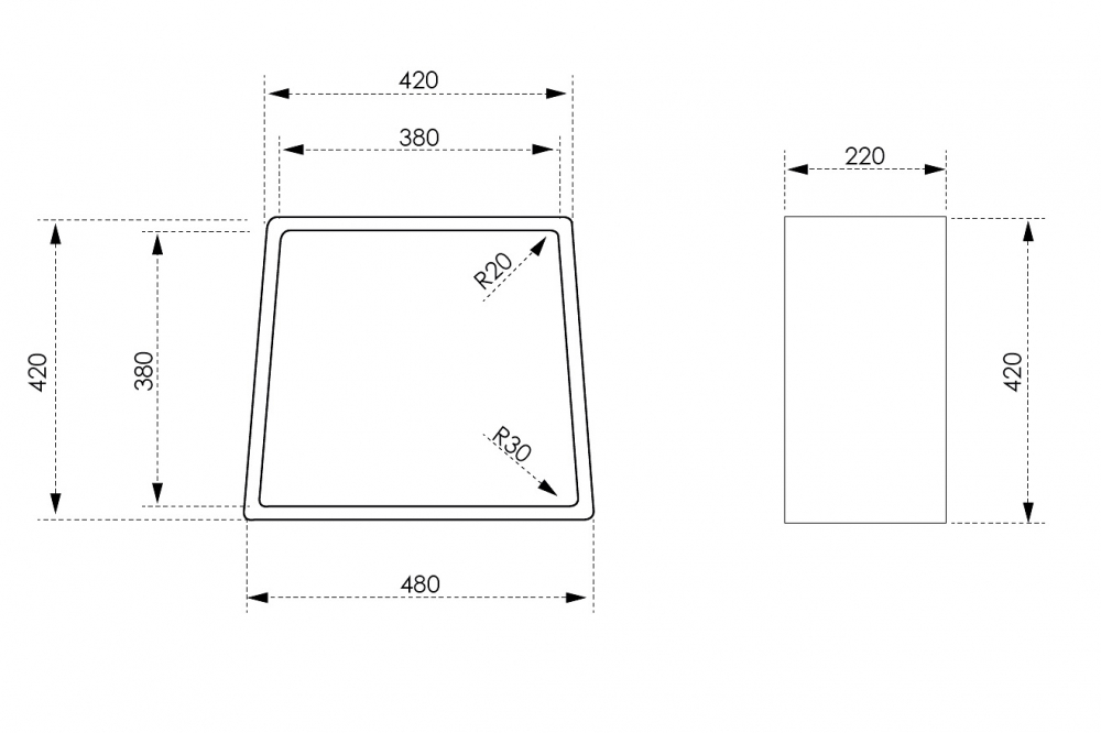 Abber Stein Стульчик для ванной 48x22x42h см, цвет: черный матовый AS1638MB