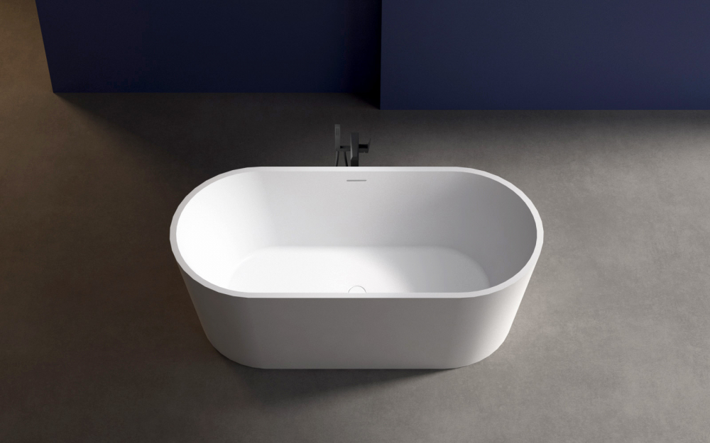 Abber Акриловая ванна отдельностоящая овальная 170x80x60h см, цвет: белый матовый AB9209MW