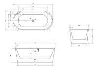 Abber Акриловая ванна отдельностоящая овальная 170x80x60h см, цвет: белый матовый AB9209MW