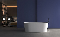 Abber Акриловая ванна отдельностоящая овальная 170x80x60h см, цвет: белый матовый AB9209MW