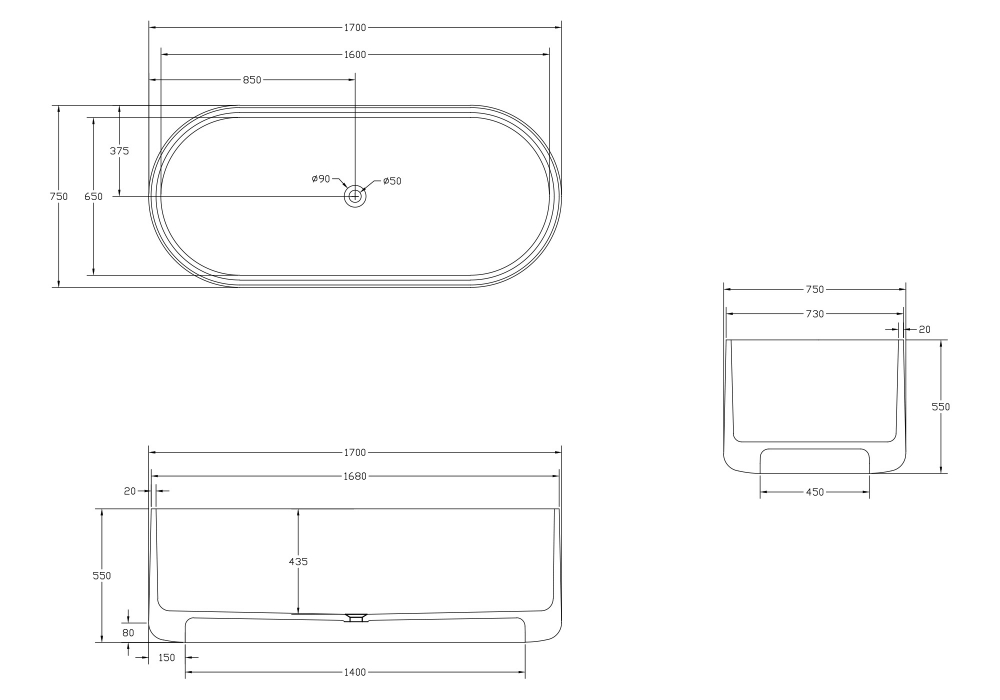 Abber Kristall Прозрачная ванна отдельностоящая овальная 170x75x55h см, цвет: зеленый AT9708Emerald