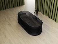 Abber Kristall Прозрачная ванна отдельностоящая овальная 170x75x55h см, цвет: черный AT9708Onyx