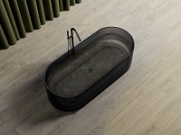 Abber Kristall Прозрачная ванна отдельностоящая овальная 170x75x55h см, цвет: черный AT9708Onyx