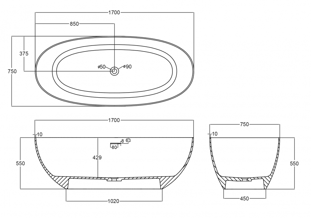 Abber Kristall Прозрачная ванна отдельностоящая овальная 170x75x55h см, цвет: оливковый AT9703Vesuvian