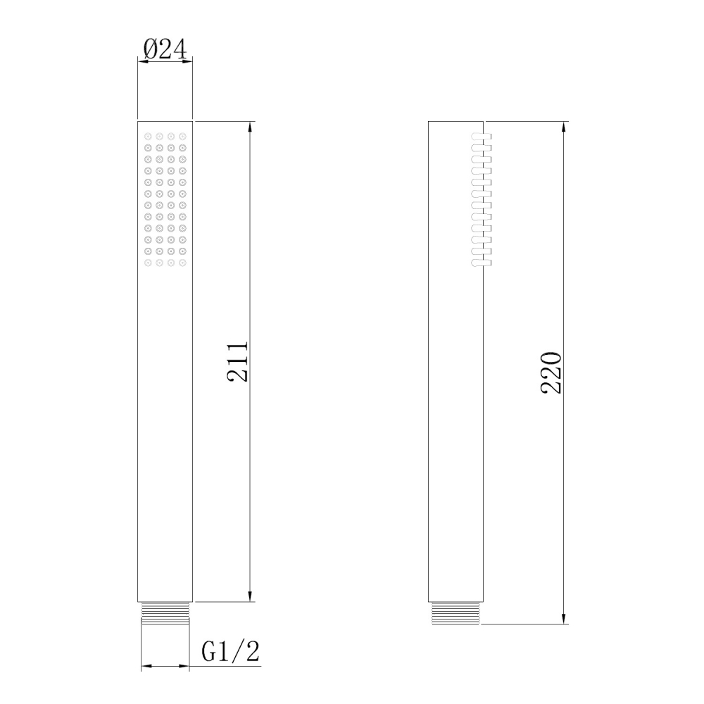 Abber Душевая лейка латунная 2,4x2,4x22h см, цвет: белый AF0051W