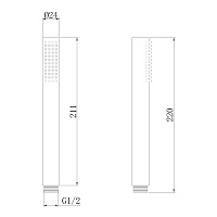 Abber Душевая лейка латунная 2,4x2,4x22h см, цвет: белый AF0051W