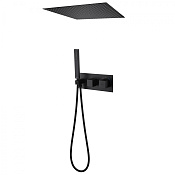 Abber Daheim Душевой комплект встраиваемый, термостат, лейка 20 см, цвет: черный AF8255B