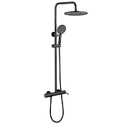 Abber Emotion Душевая стойка настенная, лейка 24 см, излив 8 см 30x51,5x123h см, цвет: черный AF8816B