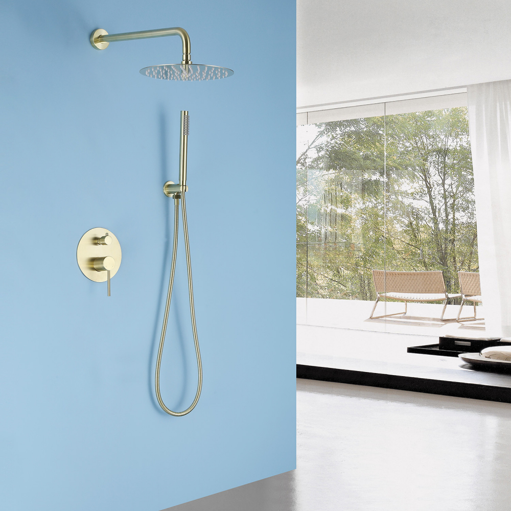 Abber Emotion Душевой комплект встраиваемый, лейка 20 см, цвет: золото AF8818G