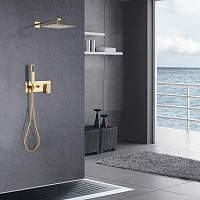 Abber Daheim Душевой комплект встраиваемый, лейка 20 см, цвет: золото AF8218G