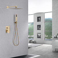 Abber Daheim Душевой комплект встраиваемый, лейка 20 см, цвет: золото AF8219G