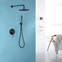 Abber Emotion Душевой комплект встраиваемый, лейка 22 см, цвет: черный AF8818B